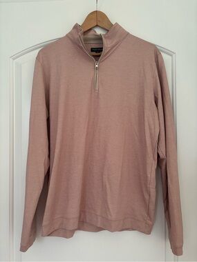 Peter Millar Crown Crafted mens Quarter-Zip Pullover - Size M light pink